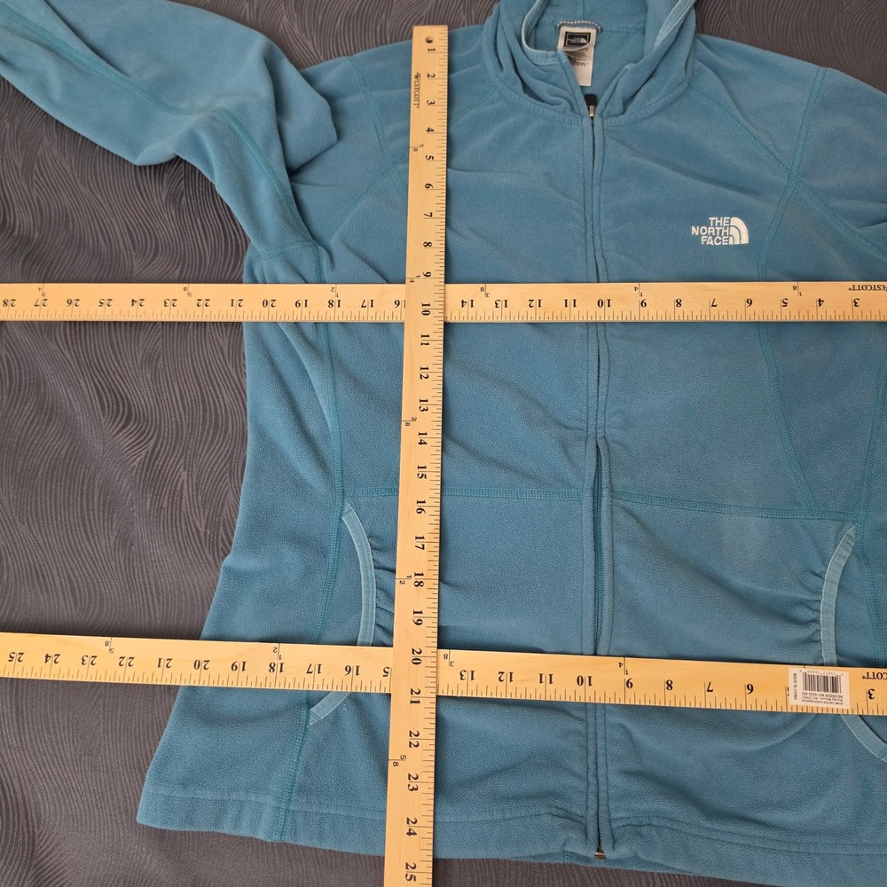 The North Face TKA 100 Fleece Hoodie Womens XL Blue Excellent Thumbholes Zip Up - Picture 3 of 14